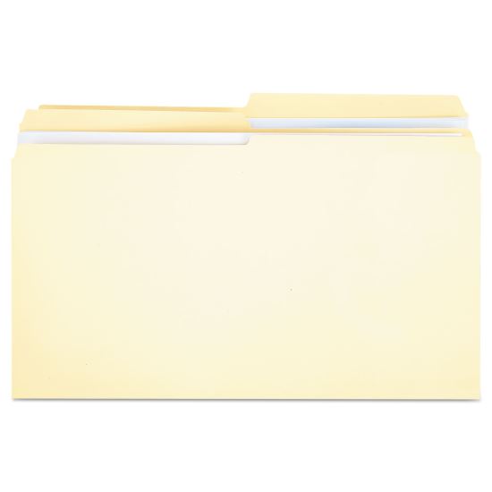 Double-Ply Top Tab Manila File Folders, 1/2-Cut Tabs: Assorted, Legal Size, 0.75" Expansion, Manila, 100/Box1