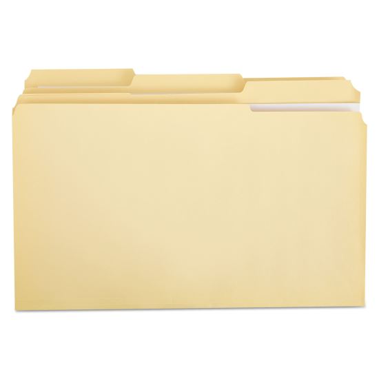 Double-Ply Top Tab Manila File Folders, 1/3-Cut Tabs: Assorted, Legal Size, 0.75" Expansion, Manila, 100/Box1