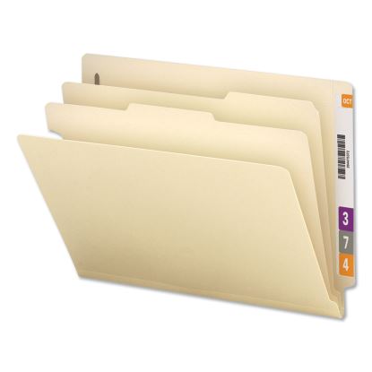 Six-Section Manila End Tab Classification Folders, 2 Dividers, Letter Size, Manila, 10/Box1