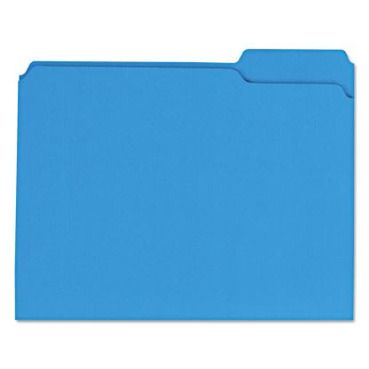 Reinforced Top-Tab File Folders, 1/3-Cut Tabs: Assorted, Letter Size, 1" Expansion, Blue, 100/Box1