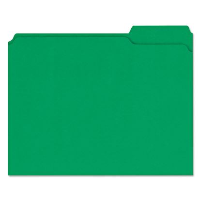 Reinforced Top-Tab File Folders, 1/3-Cut Tabs: Assorted, Letter Size, 1" Expansion, Green, 100/Box1