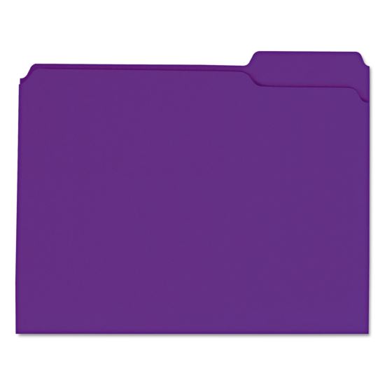 Reinforced Top-Tab File Folders, 1/3-Cut Tabs: Assorted, Letter Size, 1" Expansion, Violet, 100/Box1