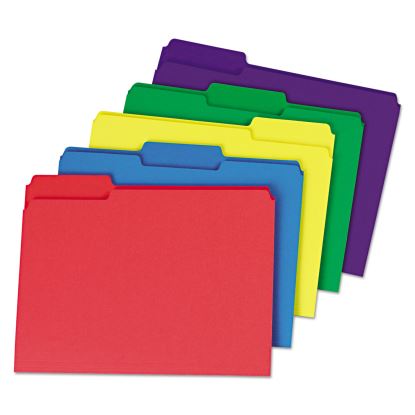 Deluxe Heavyweight File Folders, 1/3-Cut Tabs: Assorted, Letter Size, 0.75" Expansion, Assorted Colors, 50/Box1