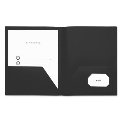 Two-Pocket Plastic Folders, 100-Sheet Capacity, 11 x 8.5, Black, 10/Pack1