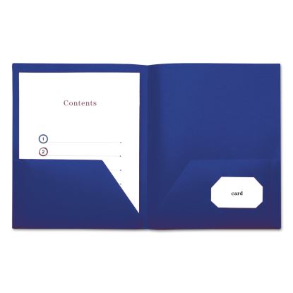 Two-Pocket Plastic Folders, 100-Sheet Capacity, 11 x 8.5, Navy Blue, 10/Pack1