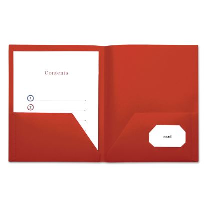 Two-Pocket Plastic Folders, 100-Sheet Capacity, 11 x 8.5, Red, 10/Pack1