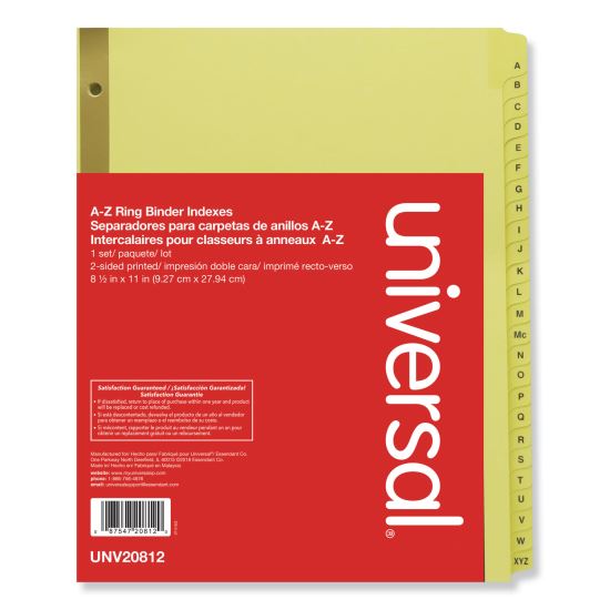 Deluxe Preprinted Plastic Coated Tab Dividers with Black Printing, 25-Tab, A to Z, 11 x 8.5, Buff, 1 Set1