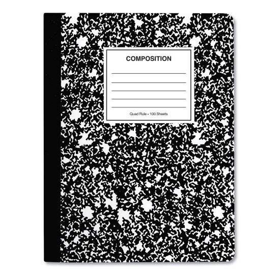 Quad Rule Composition Book, Quadrille Rule, Black Marble Cover, 9.75 x 7.5, 100 Sheets1