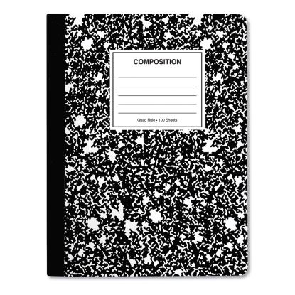 Quad Rule Composition Book, Quadrille Rule, Black Marble Cover, 9.75 x 7.5, 100 Sheets, 6/Pack1