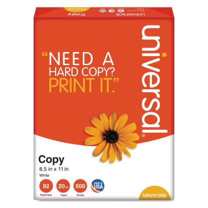 Copy Paper, 92 Bright, 20 lb, 8.5 x 11, White, 500 Sheets/Ream, 10 Reams/Carton1