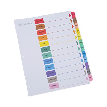 Deluxe Table of Contents Dividers for Printers, 12-Tab, Jan. to Dec., 11 x 8.5, White, 1 Set1