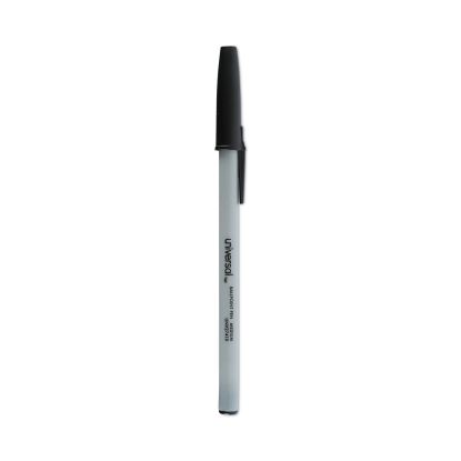 Ballpoint Pen, Stick, Medium 1 mm, Black Ink, Gray Barrel, Dozen1