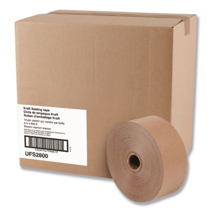 Gummed Kraft Sealing Tape, 3" Core, 3" x 600 ft, Brown, 10/Carton1