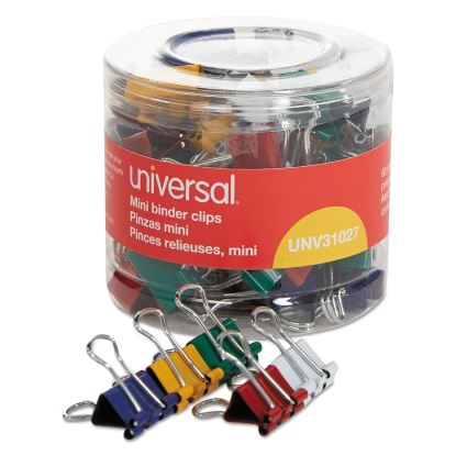 Binder Clips with Storage Tub, Mini, Assorted Colors, 60/Pack1