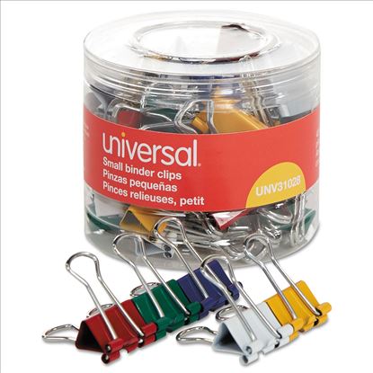 Binder Clips with Storage Tub, Small, Assorted Colors, 40/Pack1