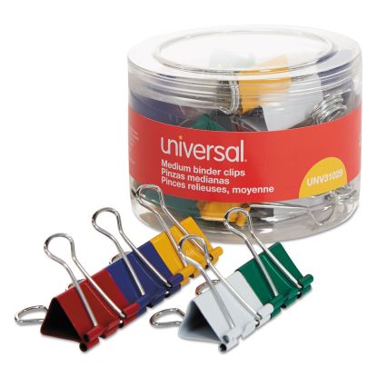 Binder Clips with Storage Tub, Medium, Assorted Colors, 24/Pack1