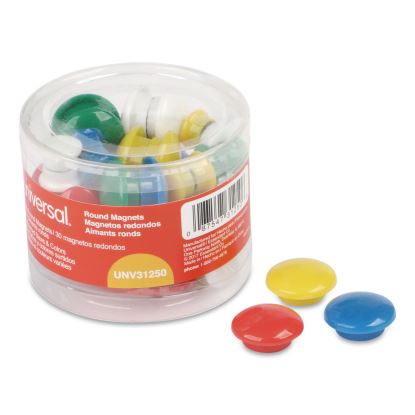 Assorted Magnets, Circles, Assorted Colors, 0.63", 1", 1.63" Diameters, 30/Pack1