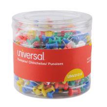 Colored Push Pins, Plastic, Assorted, 0.38", 400/Pack1