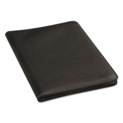 Leather-Look Pad Folio, Inside Flap Pocket w/Card Holder, Black1