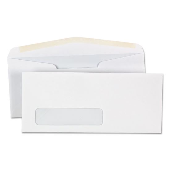 Open-Side Business Envelope, 1 Window, #10, Commercial Flap, Gummed Closure, 4.13 x 9.5, White, 500/Box1