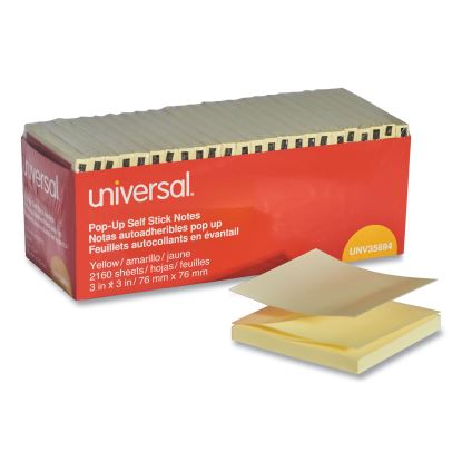 Fan-Folded Self-Stick Pop-Up Note Pads, 3" x 3", Yellow, 90-Sheet, 24/Pack1
