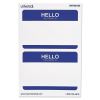 "Hello" Self-Adhesive Name Badges, 3 1/2 x 2 1/4, White/Blue, 100/Pack2