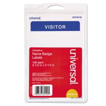 "Visitor" Self-Adhesive Name Badges, 3 1/2 x 2 1/4, White/Blue, 100/Pack1