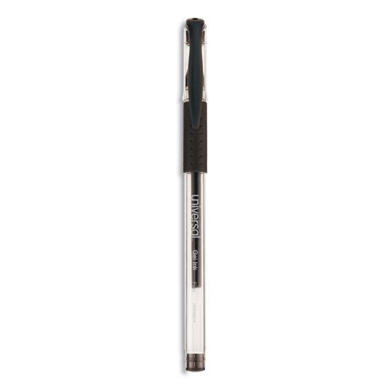 Comfort Grip Gel Pen, Stick, Fine 0.5 mm, Black Ink, Clear Barrel, Dozen1