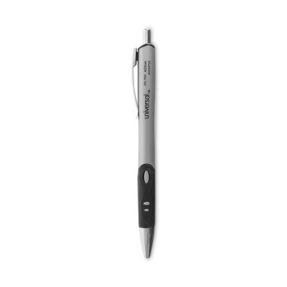 Comfort Grip Gel Pen, Retractable, Medium 0.7 mm, Black Ink, Silver Barrel, Dozen1