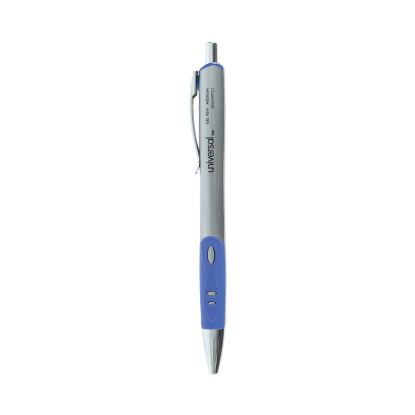 Comfort Grip Gel Pen, Retractable, Medium 0.7 mm, Blue Ink, Silver Barrel, Dozen1