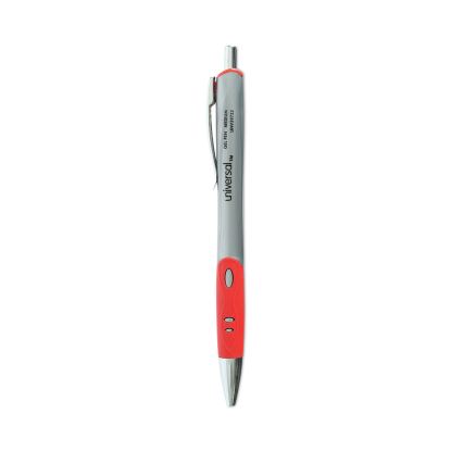 Comfort Grip Gel Pen, Retractable, Medium 0.7 mm, Red Ink, Silver Barrel, Dozen1