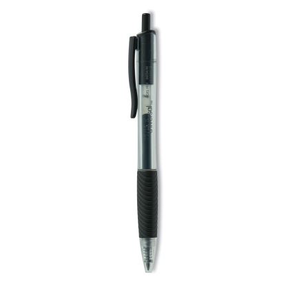 Comfort Grip Gel Pen, Retractable, Medium 0.7 mm, Black Ink, Smoke Barrel, Dozen1