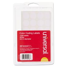 Self-Adhesive Removable Color-Coding Labels, 0.75" dia., White, 28/Sheet, 36 Sheets/Pack1