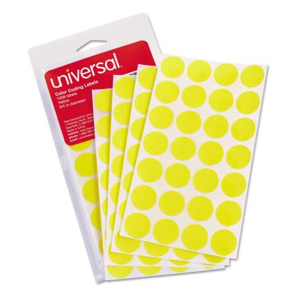 Self-Adhesive Removable Color-Coding Labels, 0.75" dia., Yellow, 28/Sheet, 36 Sheets/Pack1