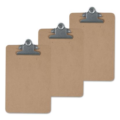 Hardboard Clipboard, 1.25" Clip Capacity, Holds 8.5 x 14 Sheets, Brown, 3/Pack1