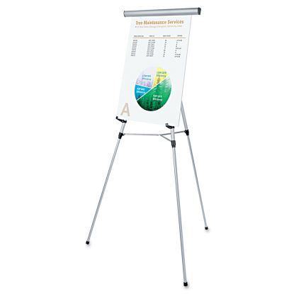 3-Leg Telescoping Easel with Pad Retainer, Adjusts 34" to 64", Aluminum, Silver1