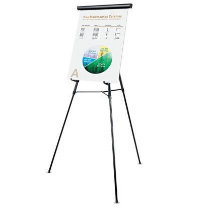 3-Leg Telescoping Easel with Pad Retainer, Adjusts 34" to 64", Aluminum, Black1