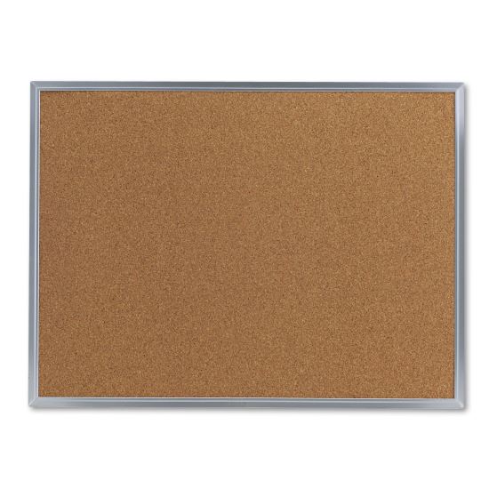 Bulletin Board, Natural Cork, 24 x 18, Satin-Finished Aluminum Frame1