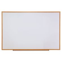 Dry-Erase Board, Melamine, 72 x 48, White, Oak-Finished Frame1