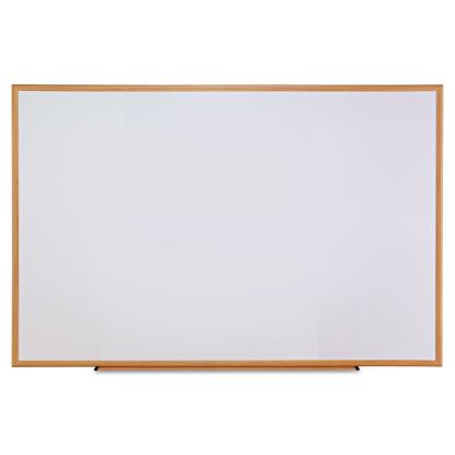Dry-Erase Board, Melamine, 72 x 48, White, Oak-Finished Frame1