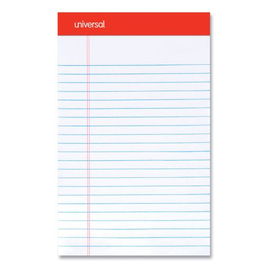 Perforated Ruled Writing Pads, Narrow Rule, Red Headband, 50 White 5 x 8 Sheets, Dozen1