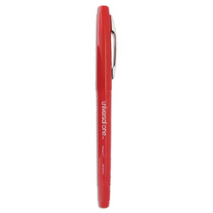 Porous Point Pen, Stick, Medium 0.7 mm, Red Ink, Red Barrel, Dozen1