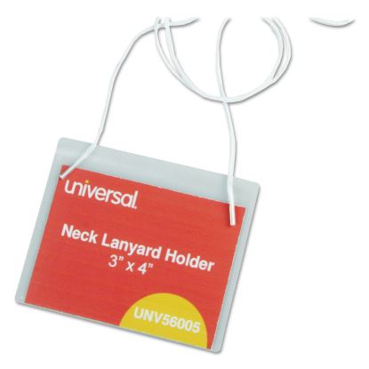 Clear Badge Holders w/Neck Lanyards, 3 x 4, White Inserts, 100/Box1