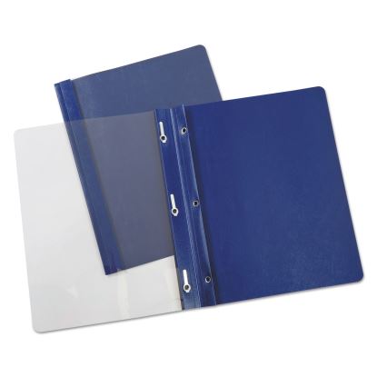 Clear Front Report Covers with Fasteners, Three-Prong Fastener, 0.5" Capacity,  8.5 x 11, Clear/Dark Blue, 25/Box1