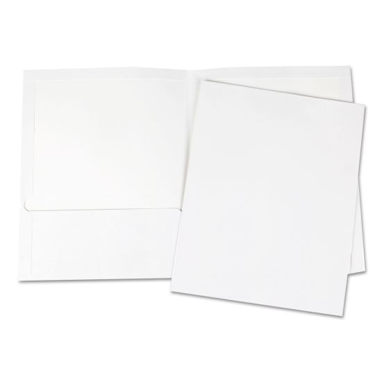 Laminated Two-Pocket Portfolios, Cardboard Paper, 100-Sheet Capacity, 11 x 8.5, White, 25/Box1