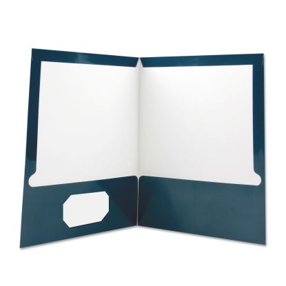 Laminated Two-Pocket Folder, Cardboard Paper, 100-Sheet Capacity, 11 x 8.5, Navy, 25/Box1