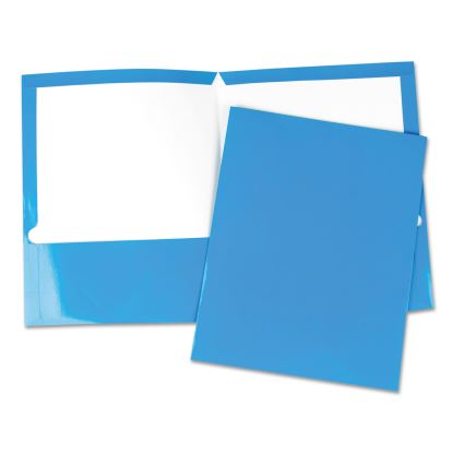 Laminated Two-Pocket Folder, Cardboard Paper, 100-Sheet Capacity, 11 x 8.5, Blue, 25/Box1