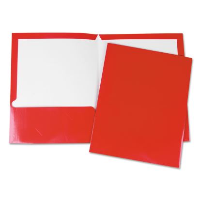 Laminated Two-Pocket Folder, Cardboard Paper, 100-Sheet Capacity, 11 x 8.5, Red, 25/Box1