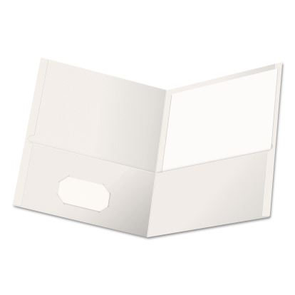 Two-Pocket Portfolio, Embossed Leather Grain Paper, 11 x 8.5, White, 25/Box1