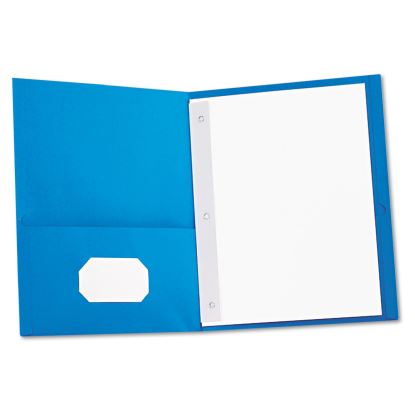 Two-Pocket Portfolios with Tang Fasteners, 0.5" Capacity, 11 x 8.5, Light Blue, 25/Box1